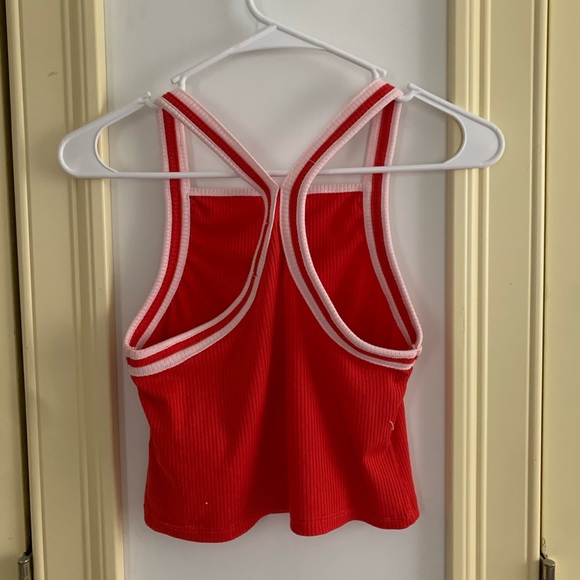 Red Ribbed Crop Top - Picture 2 of 5